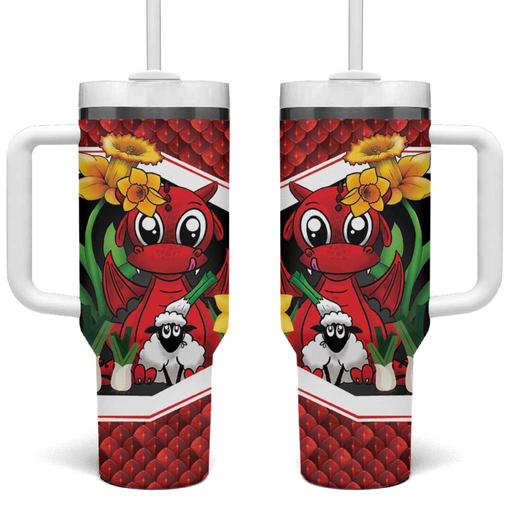 Saint David's Day Personalized Tumbler With Handle Red Welsh Dragon Daffodil Sheep Leak - Wonder Print Shop