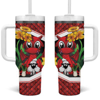 Saint David's Day Personalized Tumbler With Handle Red Welsh Dragon Daffodil Sheep Leak - Wonder Print Shop