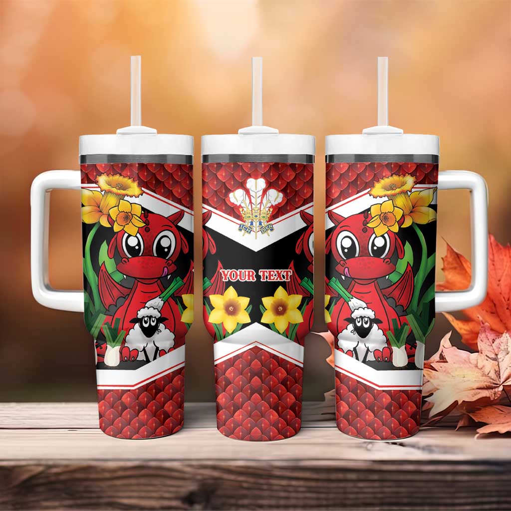 Saint David's Day Personalized Tumbler With Handle Red Welsh Dragon Daffodil Sheep Leak - Wonder Print Shop