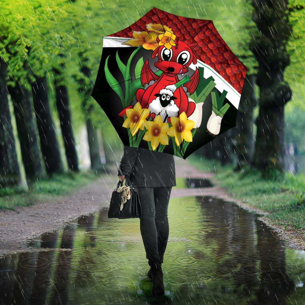 Saint David's Day Umbrella Red Welsh Dragon Daffodil Sheep Leak - Wonder Print Shop