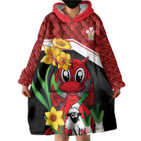 Saint David's Day Personalized Wearable Blanket Hoodie Red Welsh Dragon Daffodil Sheep Leak - Wonder Print Shop