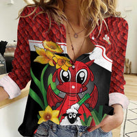 Saint David's Day Personalized Women Casual Shirt Red Welsh Dragon Daffodil Sheep Leak - Wonder Print Shop