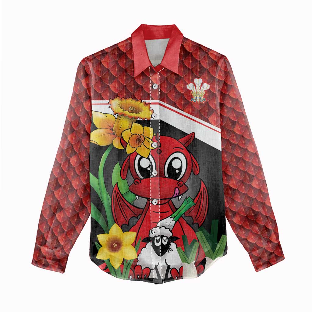 Saint David's Day Personalized Women Casual Shirt Red Welsh Dragon Daffodil Sheep Leak - Wonder Print Shop