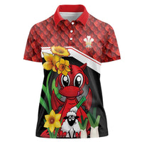 Saint David's Day Personalized Women Polo Shirt Red Welsh Dragon Daffodil Sheep Leak - Wonder Print Shop