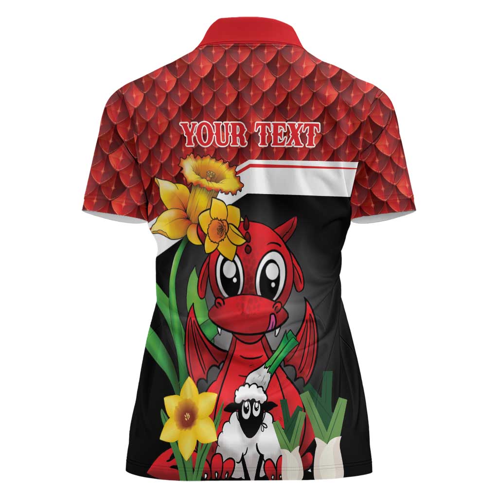 Saint David's Day Personalized Women Polo Shirt Red Welsh Dragon Daffodil Sheep Leak - Wonder Print Shop