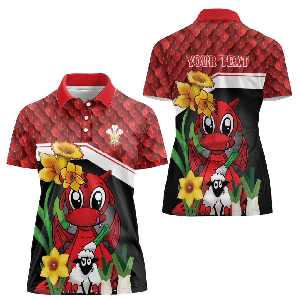 Saint David's Day Personalized Women Polo Shirt Red Welsh Dragon Daffodil Sheep Leak - Wonder Print Shop