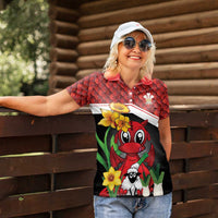 Saint David's Day Personalized Women Polo Shirt Red Welsh Dragon Daffodil Sheep Leak - Wonder Print Shop