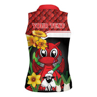 Saint David's Day Personalized Women Sleeveless Polo Shirt Red Welsh Dragon Daffodil Sheep Leak - Wonder Print Shop