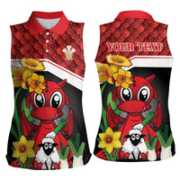 Saint David's Day Personalized Women Sleeveless Polo Shirt Red Welsh Dragon Daffodil Sheep Leak - Wonder Print Shop