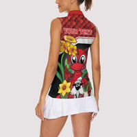 Saint David's Day Personalized Women Sleeveless Polo Shirt Red Welsh Dragon Daffodil Sheep Leak - Wonder Print Shop