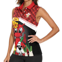 Saint David's Day Personalized Women Sleeveless Polo Shirt Red Welsh Dragon Daffodil Sheep Leak - Wonder Print Shop