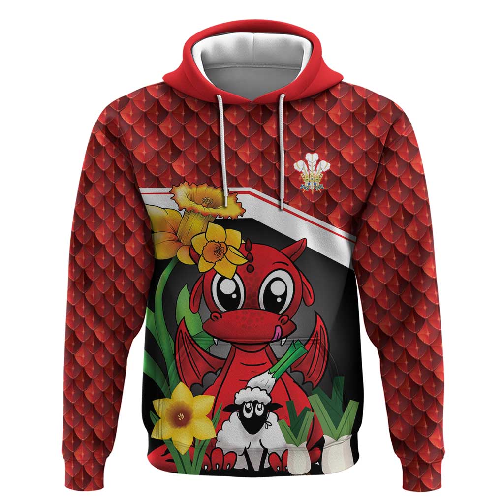 Saint David's Day Personalized Zip Hoodie Red Welsh Dragon Daffodil Sheep Leak - Wonder Print Shop