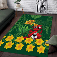 Saint David's Day Area Rug Welsh Dragons Yellow Daffodils - Wonder Print Shop