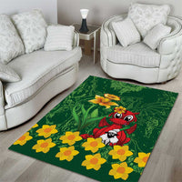 Saint David's Day Area Rug Welsh Dragons Yellow Daffodils - Wonder Print Shop