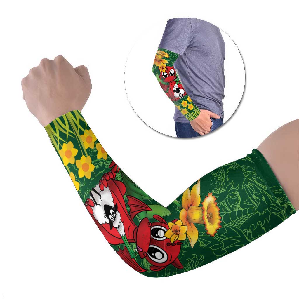 Saint David's Day Arm Sleeves Welsh Dragons Yellow Daffodils - Wonder Print Shop