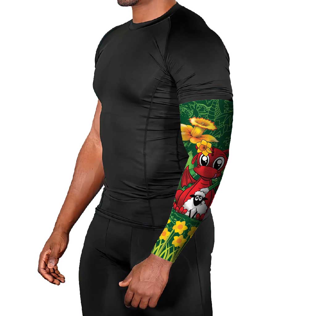 Saint David's Day Arm Sleeves Welsh Dragons Yellow Daffodils - Wonder Print Shop