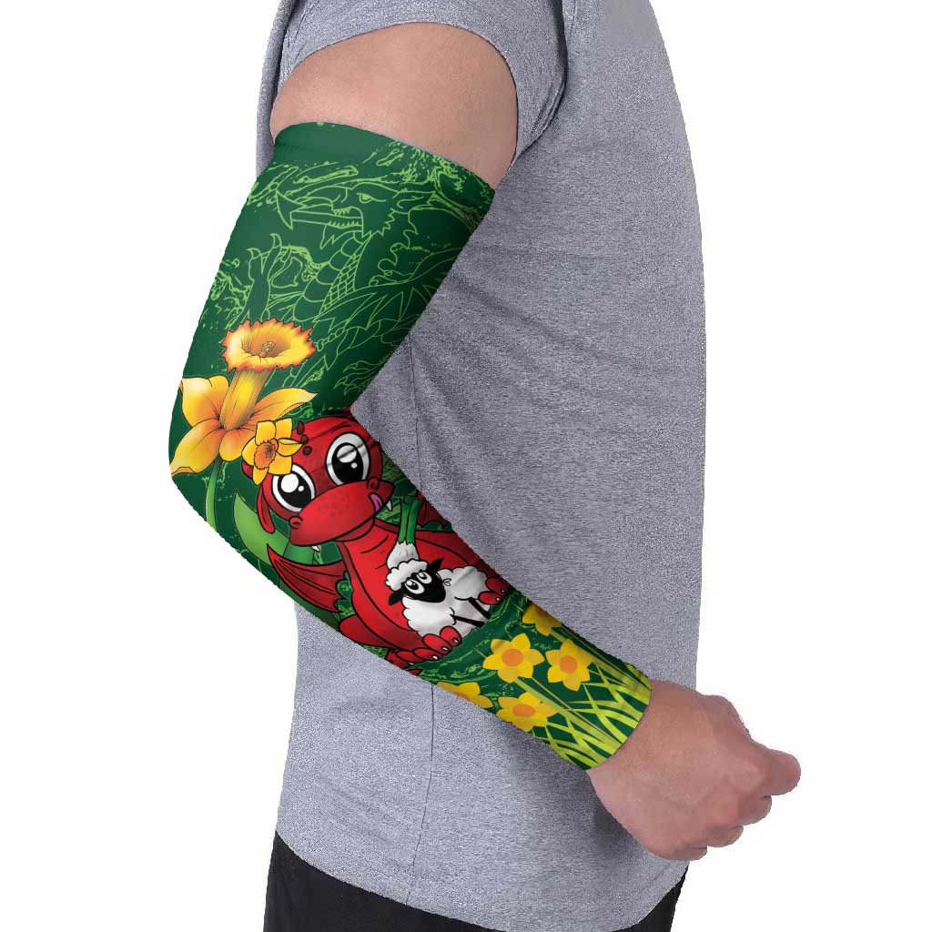 Saint David's Day Arm Sleeves Welsh Dragons Yellow Daffodils - Wonder Print Shop