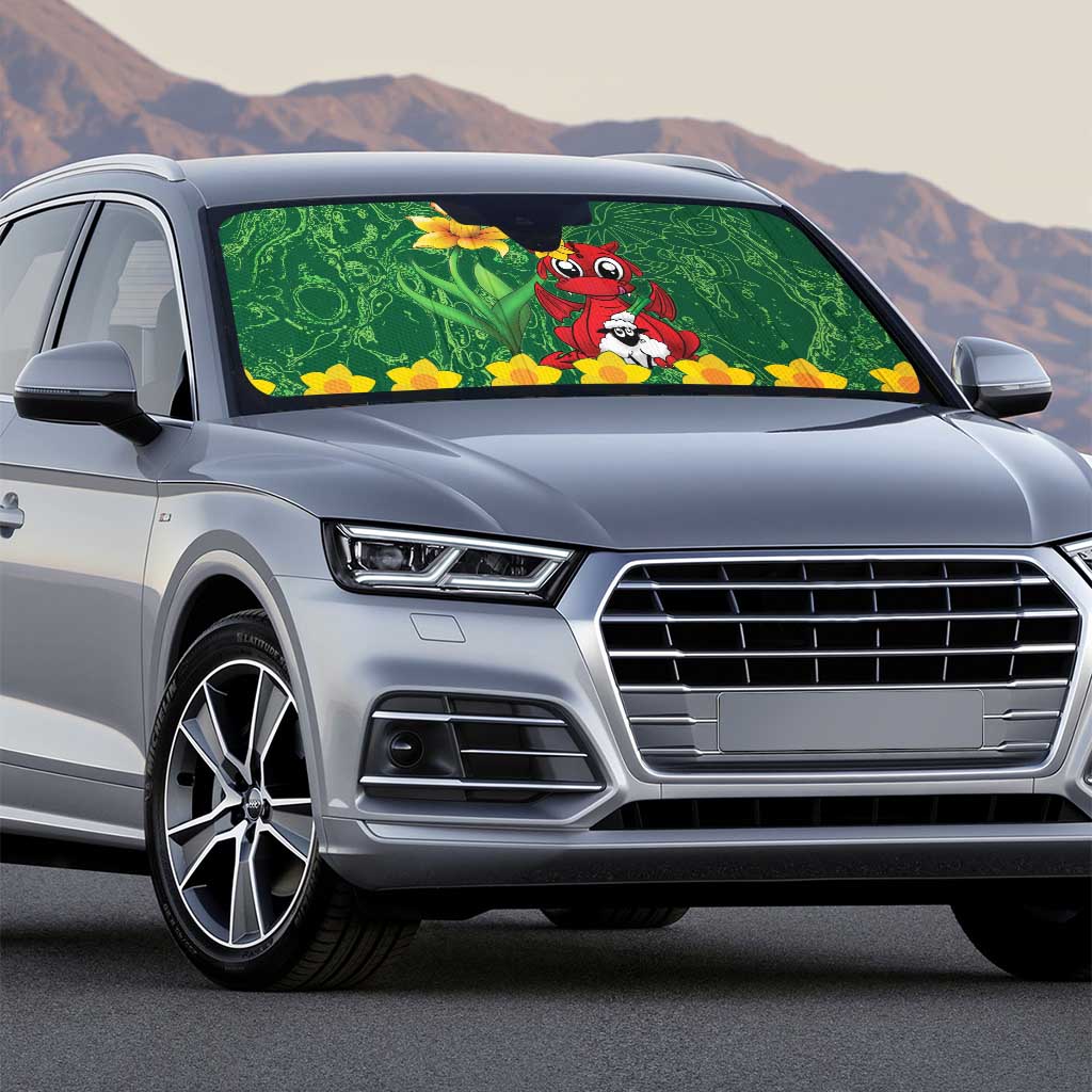 Saint David's Day Auto Sun Shade Welsh Dragons Yellow Daffodils - Wonder Print Shop