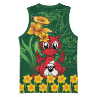 Saint David's Day Basketball Jersey Welsh Dragons Yellow Daffodils - Wonder Print Shop