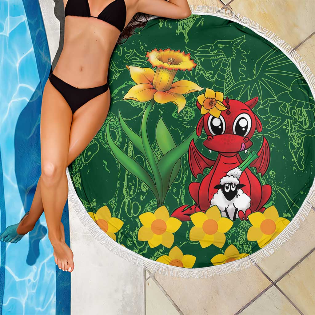 Saint David's Day Beach Blanket Welsh Dragons Yellow Daffodils - Wonder Print Shop