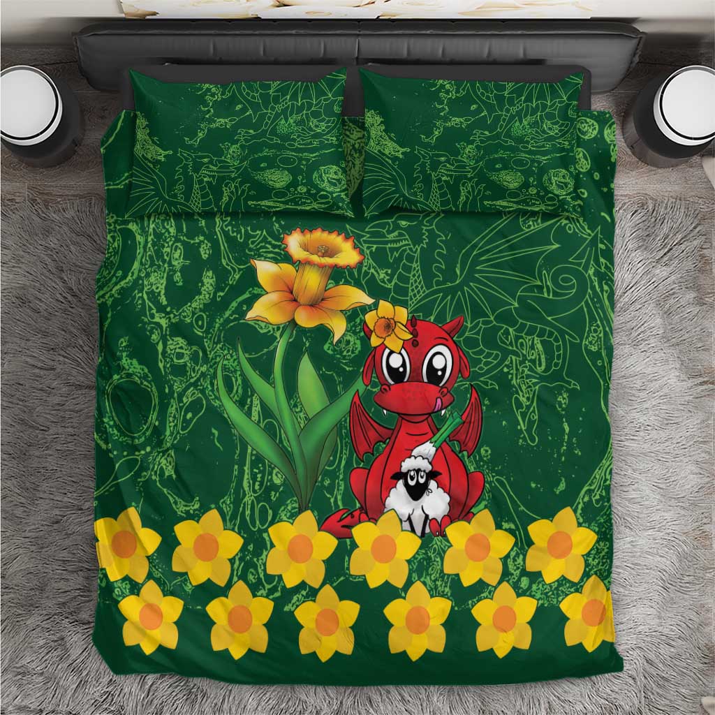 Saint David's Day Bedding Set Welsh Dragons Yellow Daffodils - Wonder Print Shop