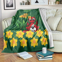 Saint David's Day Blanket Welsh Dragons Yellow Daffodils - Wonder Print Shop