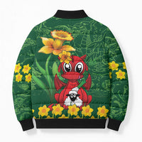 Saint David's Day Bomber Puffer Jacket Welsh Dragons Yellow Daffodils - Wonder Print Shop