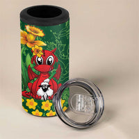 Saint David's Day 4 in 1 Can Cooler Tumbler Welsh Dragons Yellow Daffodils - Wonder Print Shop