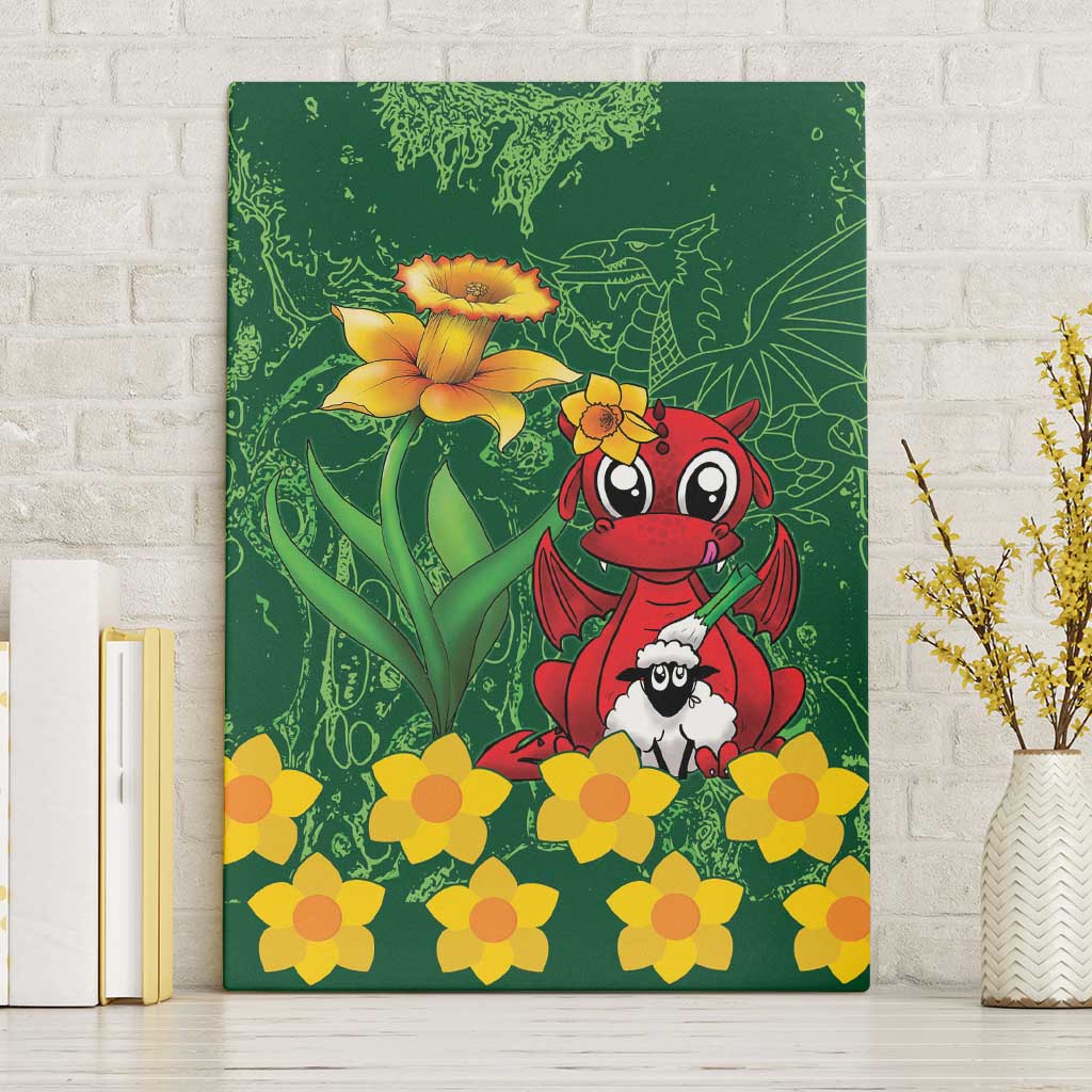 Saint David's Day Canvas Wall Art Welsh Dragons Yellow Daffodils - Wonder Print Shop