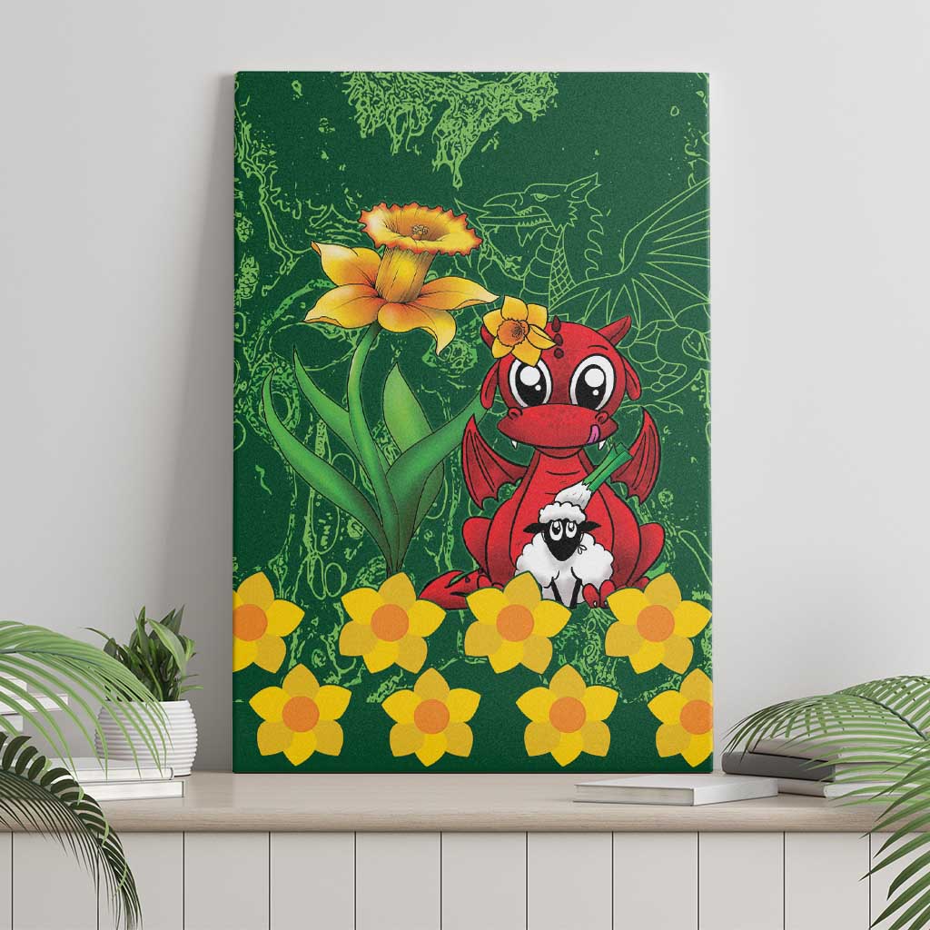Saint David's Day Canvas Wall Art Welsh Dragons Yellow Daffodils - Wonder Print Shop