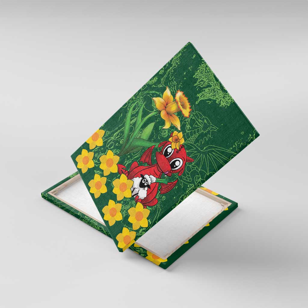 Saint David's Day Canvas Wall Art Welsh Dragons Yellow Daffodils - Wonder Print Shop