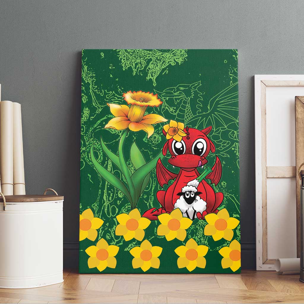 Saint David's Day Canvas Wall Art Welsh Dragons Yellow Daffodils - Wonder Print Shop