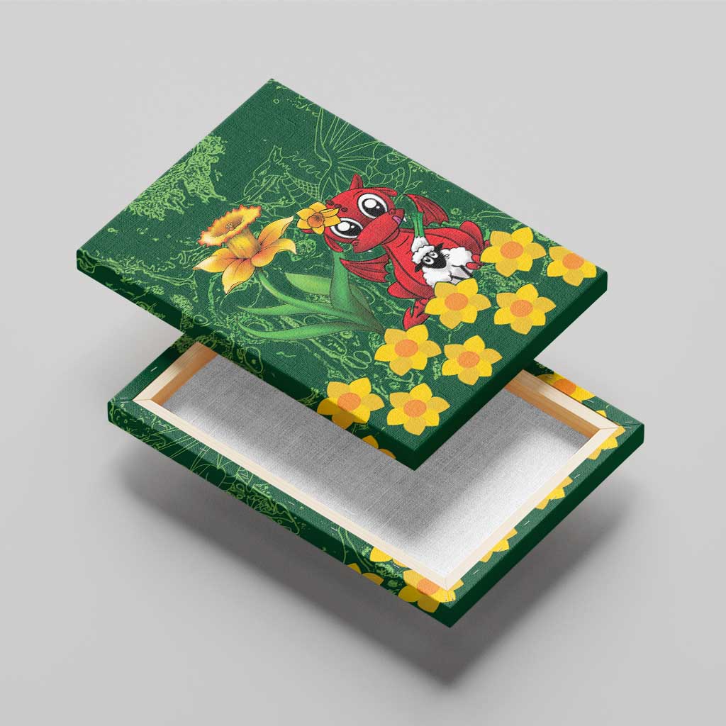 Saint David's Day Canvas Wall Art Welsh Dragons Yellow Daffodils - Wonder Print Shop