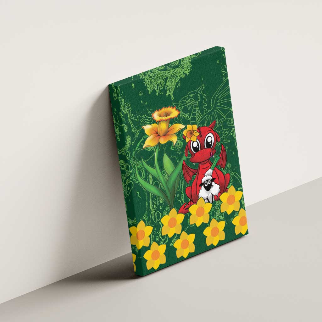 Saint David's Day Canvas Wall Art Welsh Dragons Yellow Daffodils - Wonder Print Shop