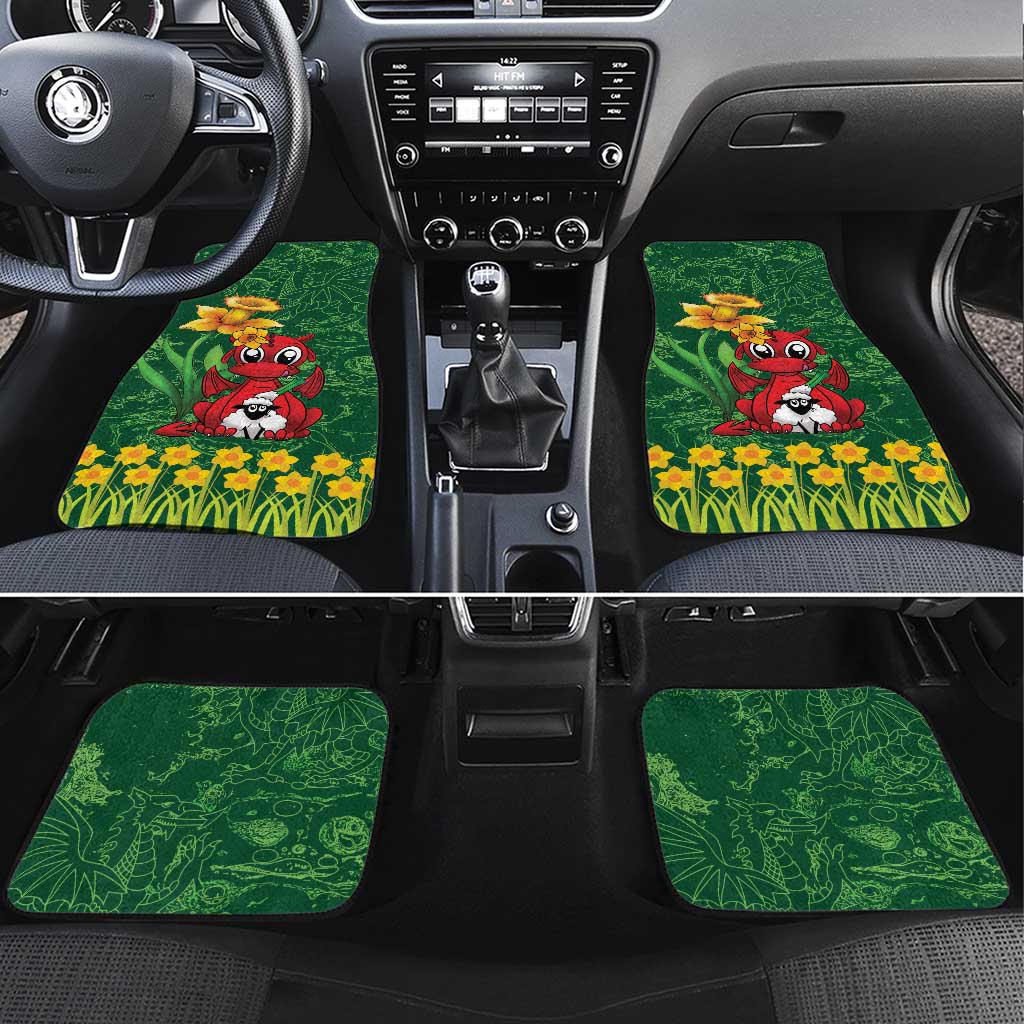 Saint David's Day Car Mats Welsh Dragons Yellow Daffodils - Wonder Print Shop