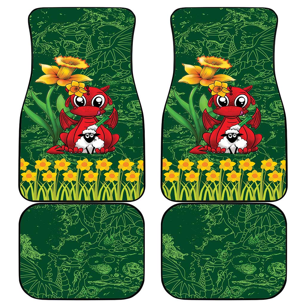 Saint David's Day Car Mats Welsh Dragons Yellow Daffodils - Wonder Print Shop
