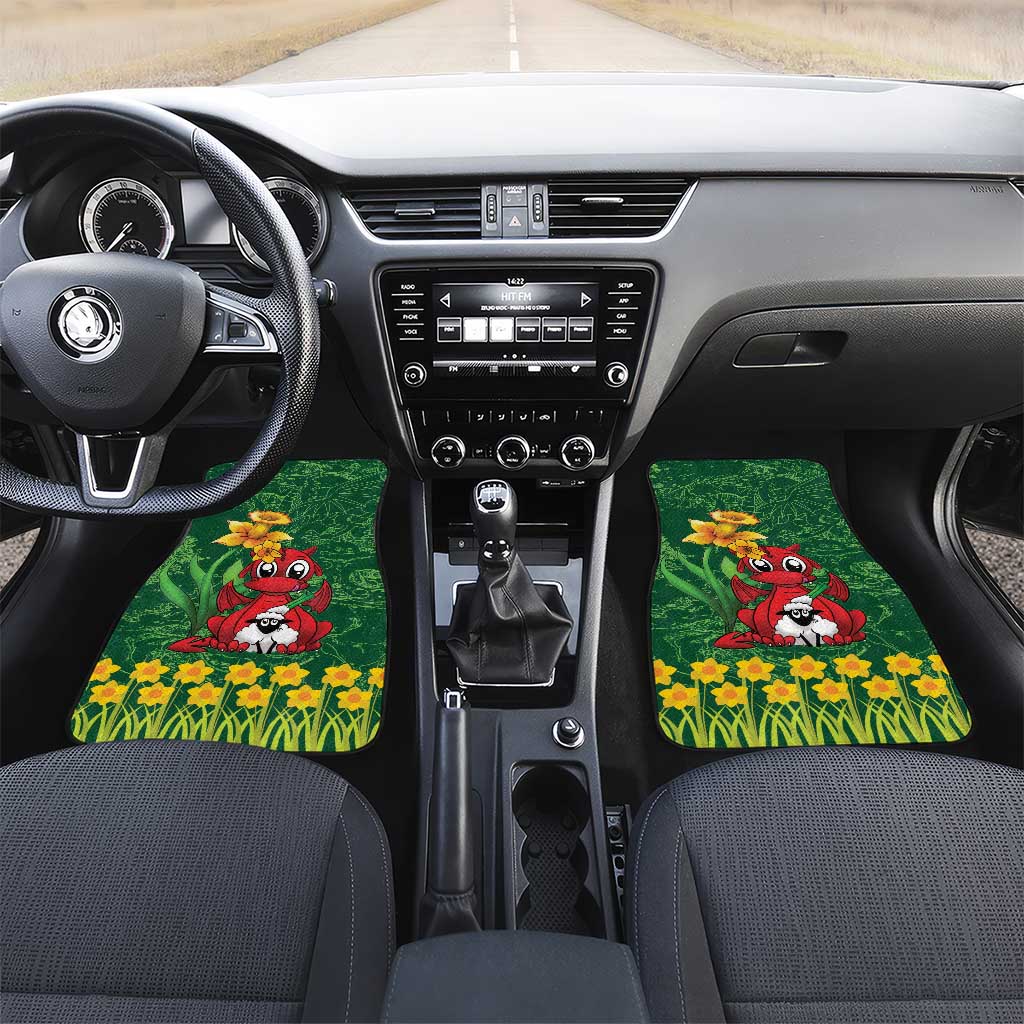 Saint David's Day Car Mats Welsh Dragons Yellow Daffodils - Wonder Print Shop