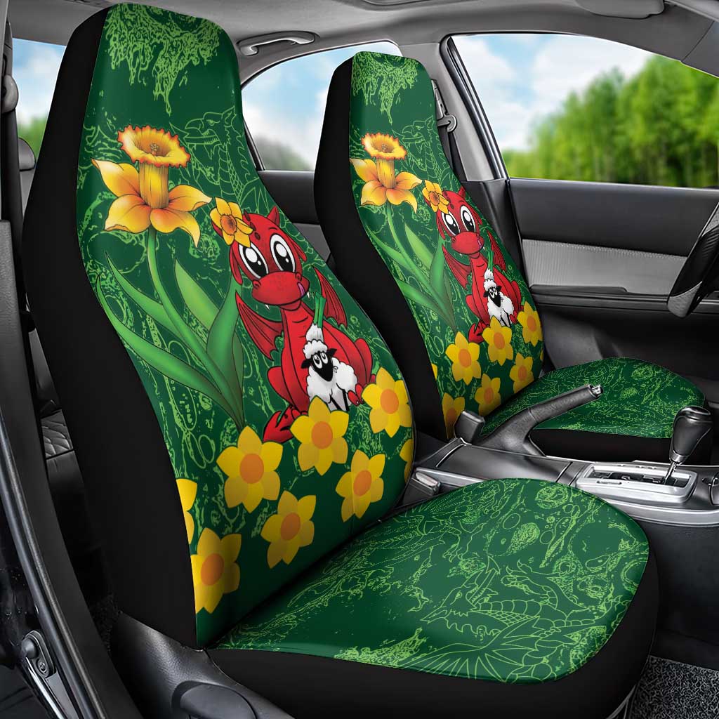 Saint David's Day Car Seat Cover Welsh Dragons Yellow Daffodils - Wonder Print Shop