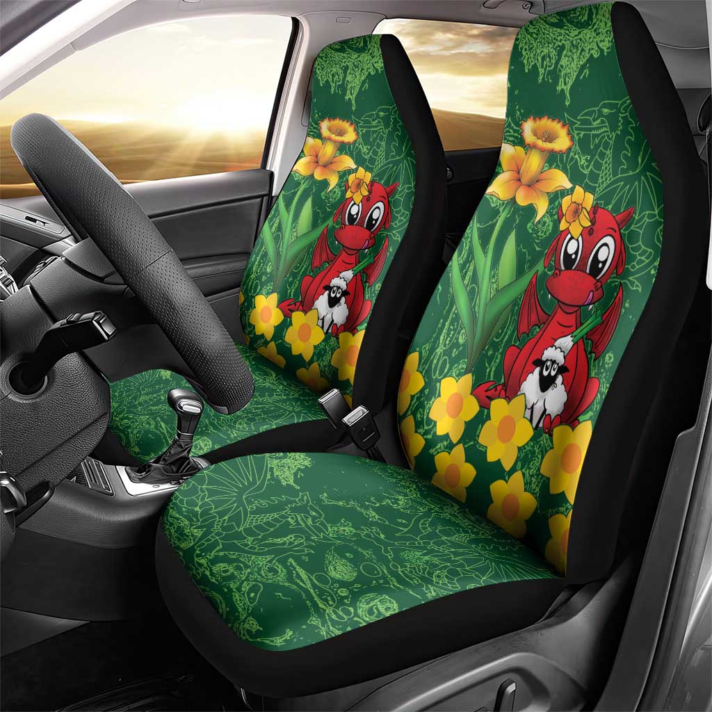 Saint David's Day Car Seat Cover Welsh Dragons Yellow Daffodils - Wonder Print Shop