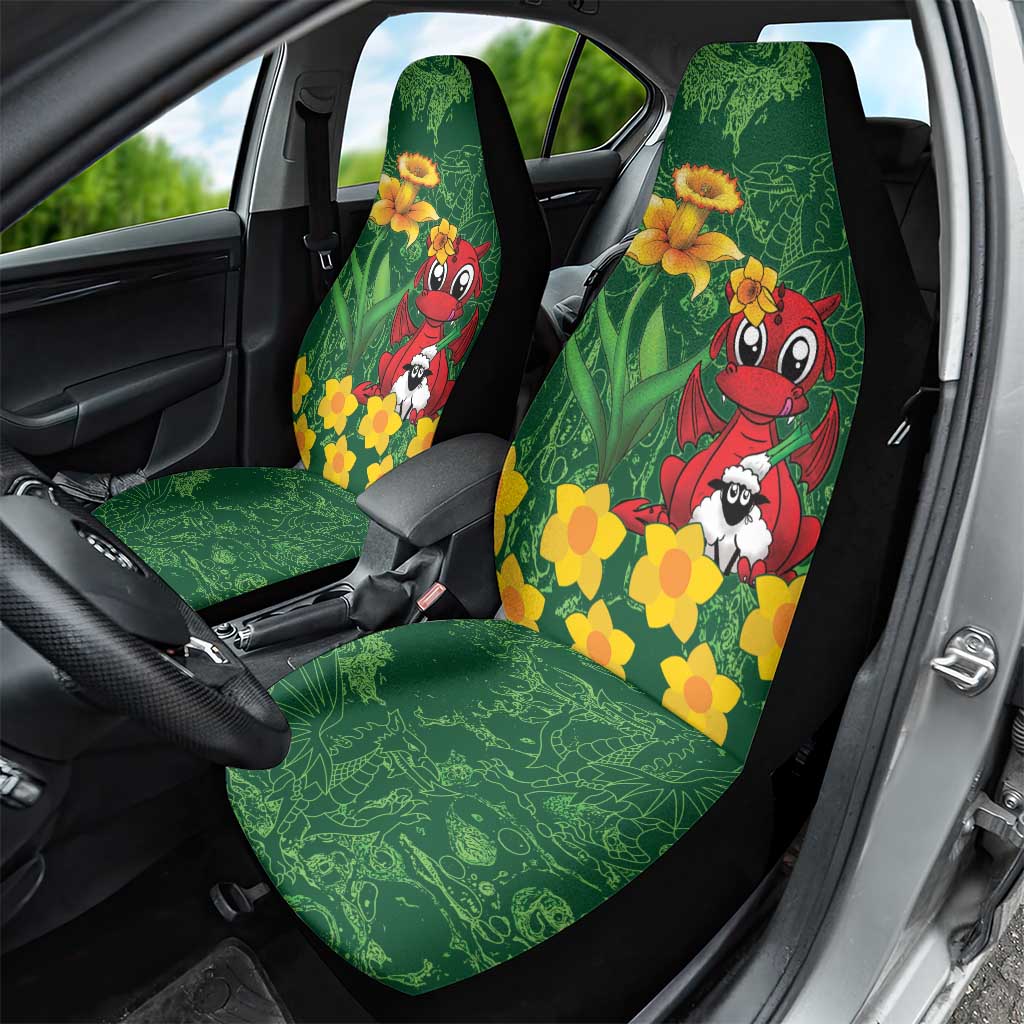 Saint David's Day Car Seat Cover Welsh Dragons Yellow Daffodils - Wonder Print Shop