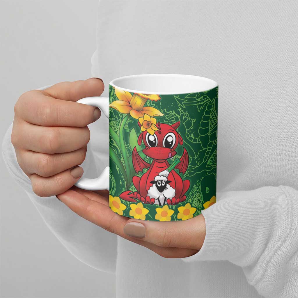 Saint David's Day Ceramic Mug Welsh Dragons Yellow Daffodils - Wonder Print Shop
