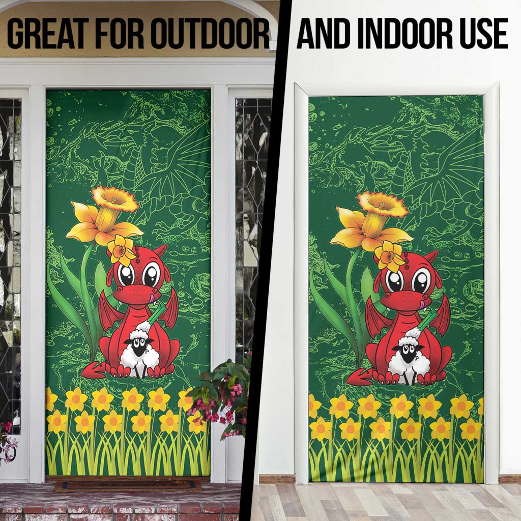 Saint David's Day Door Cover Welsh Dragons Yellow Daffodils - Wonder Print Shop