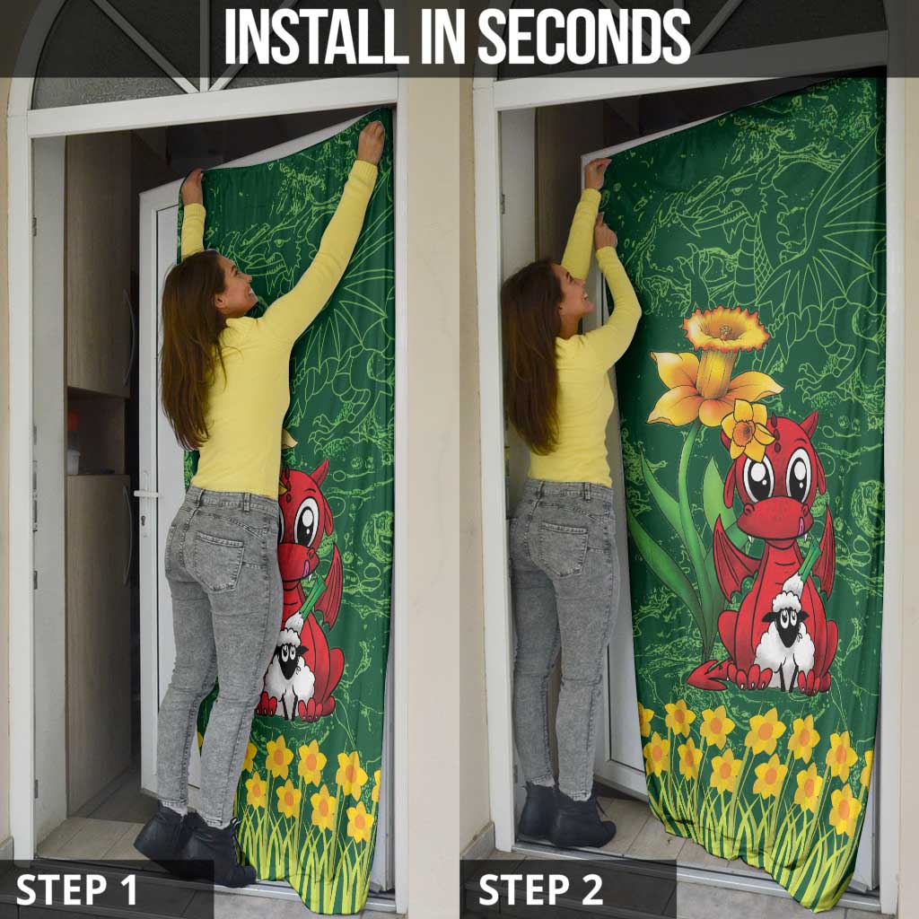 Saint David's Day Door Cover Welsh Dragons Yellow Daffodils - Wonder Print Shop