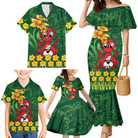 Saint David's Day Family Matching Mermaid Dress and Hawaiian Shirt Welsh Dragons Yellow Daffodils - Wonder Print Shop