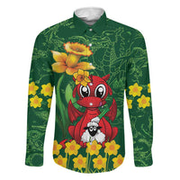 Saint David's Day Family Matching Mermaid Dress and Hawaiian Shirt Welsh Dragons Yellow Daffodils - Wonder Print Shop