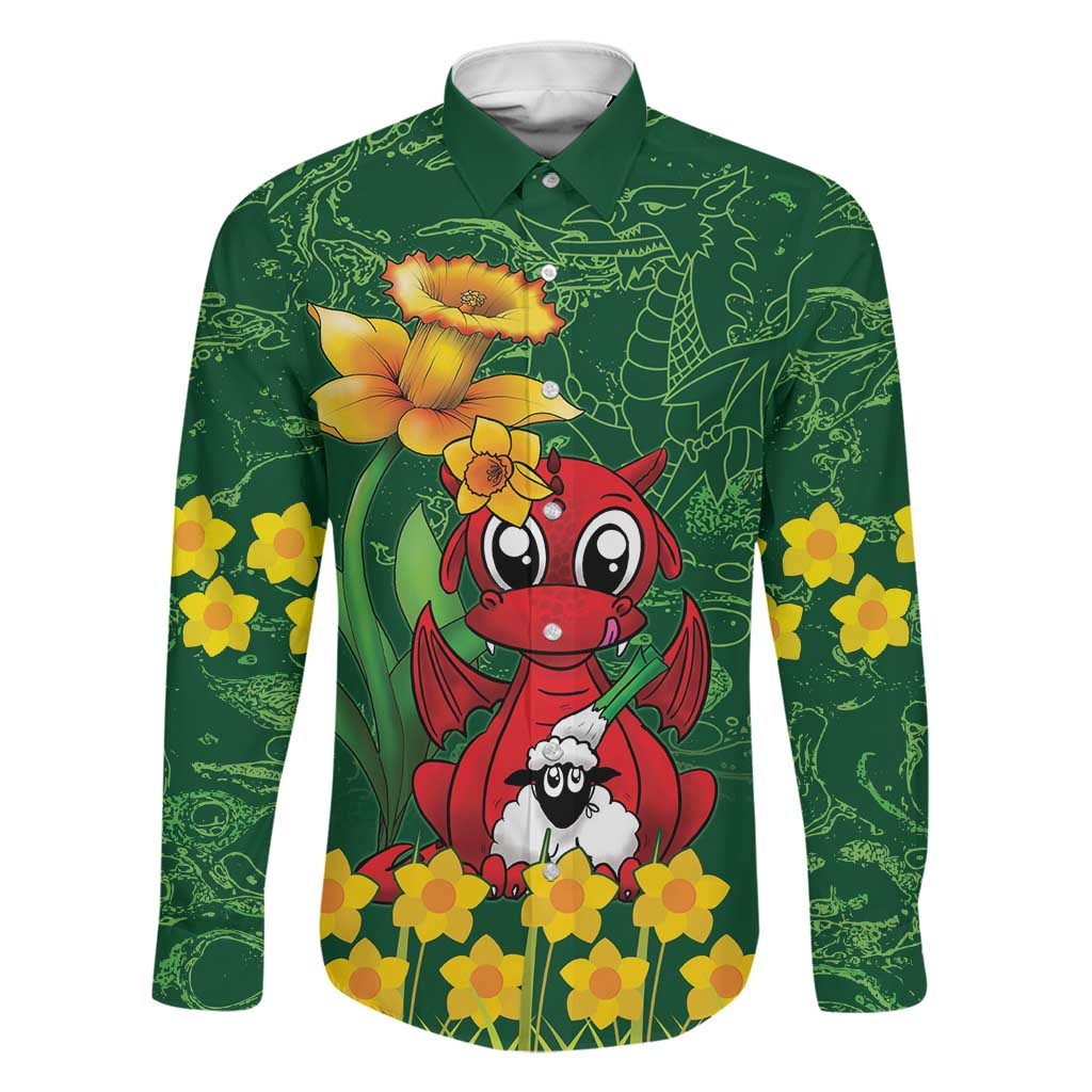 Saint David's Day Family Matching Off Shoulder Maxi Dress and Hawaiian Shirt Welsh Dragons Yellow Daffodils - Wonder Print Shop