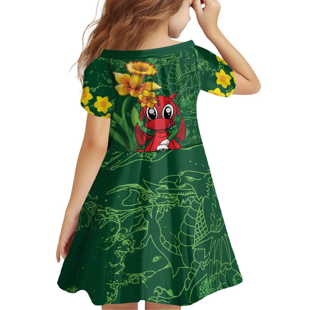Saint David's Day Family Matching Off Shoulder Short Dress and Hawaiian Shirt Welsh Dragons Yellow Daffodils - Wonder Print Shop