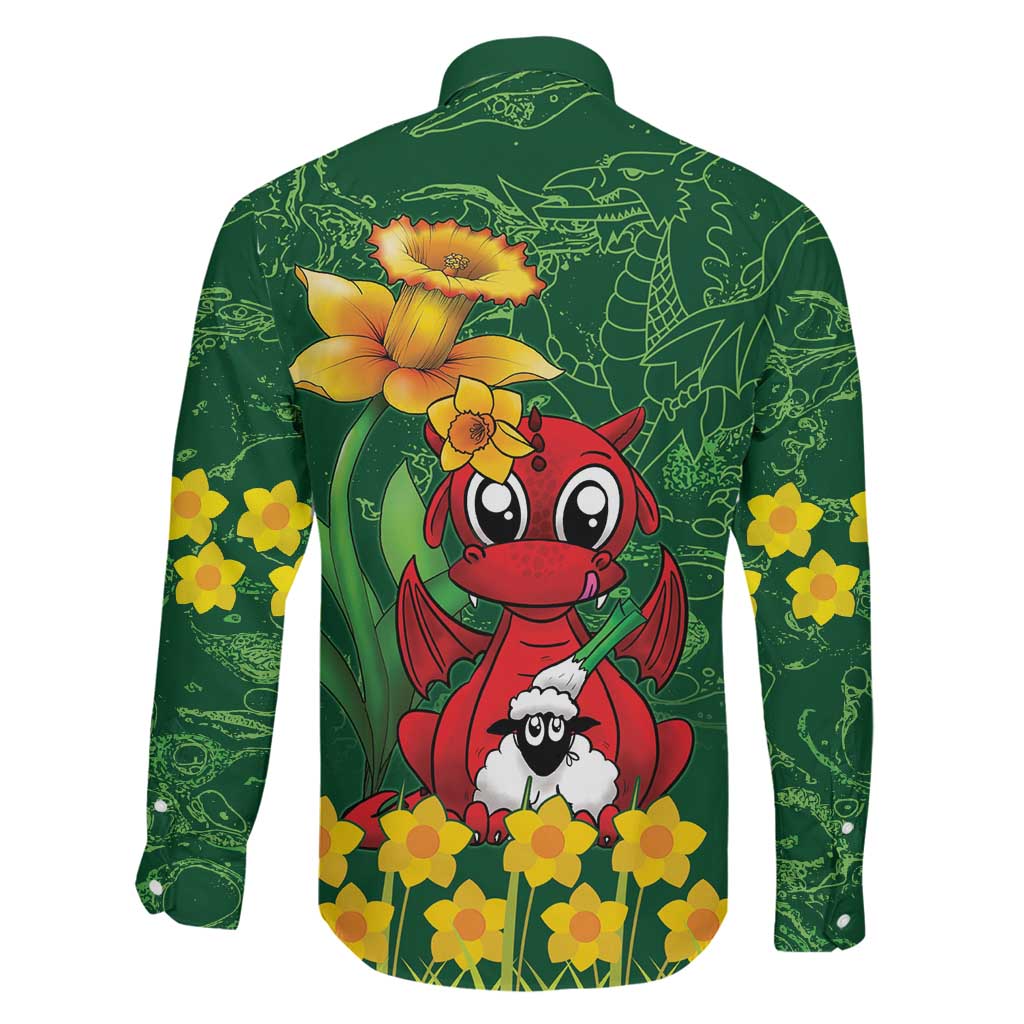 Saint David's Day Family Matching Off Shoulder Short Dress and Hawaiian Shirt Welsh Dragons Yellow Daffodils - Wonder Print Shop