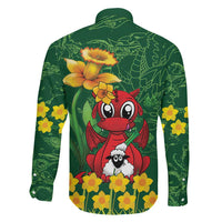 Saint David's Day Family Matching Off Shoulder Short Dress and Hawaiian Shirt Welsh Dragons Yellow Daffodils - Wonder Print Shop