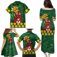 Saint David's Day Family Matching Puletasi and Hawaiian Shirt Welsh Dragons Yellow Daffodils - Wonder Print Shop